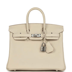 Hermes Birkin 25 Craie Togo Palladium Hardware