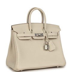 Hermes Birkin 25 Craie Togo Palladium Hardware
