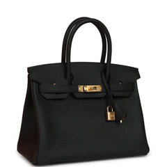 Hermes Birkin 30 Black Togo Gold Hardware