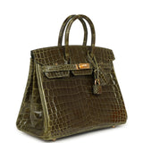 Hermes Birkin 25 Vert Veronese Shiny Niloticus Crocodile Gold Hardware - Thumbnail View 2