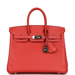 Pre-owned Hermes Birkin 25 Rose Jaipur Epsom Palladium Hardware