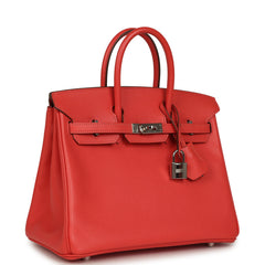 Pre-owned Hermes Birkin 25 Rose Jaipur Epsom Palladium Hardware
