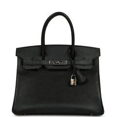 Pre-owned Hermes Birkin 30 Black Epsom Palladium Hardware