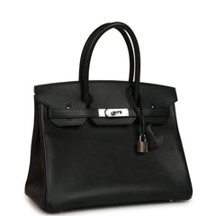 Pre-owned Hermes Birkin 30 Black Epsom Palladium Hardware