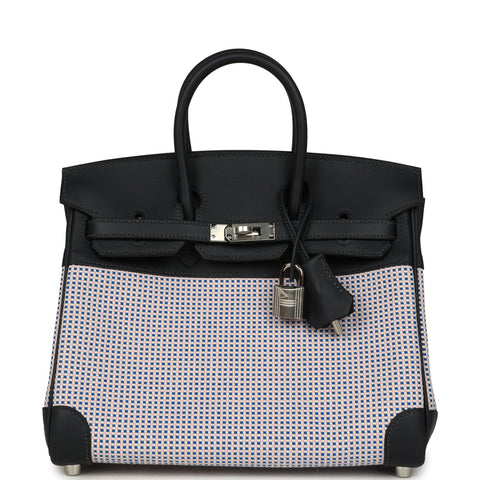 Hermes Birkin Quadrille 25 Caban Swift and Toile Palladium Hardware