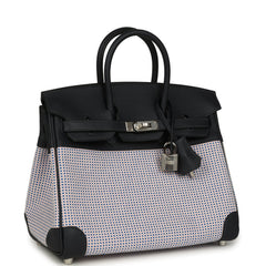 Hermes Birkin Quadrille 25 Caban Swift and Toile Palladium Hardware