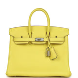 Pre-owned Hermes Birkin 25 Lime Verso Novillo Palladium Hardware - Thumbnail View 1