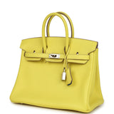 Pre-owned Hermes Birkin 25 Lime Verso Novillo Palladium Hardware - Thumbnail View 5