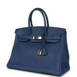 Pre-owned Hermes Birkin 35 Bleu Agate Clemence Gold Hardware - Thumbnail View 5