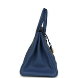 Pre-owned Hermes Birkin 35 Bleu Agate Clemence Gold Hardware - Thumbnail View 3