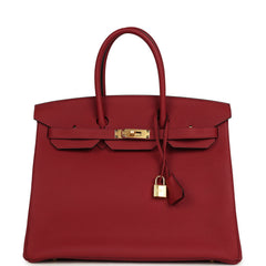 Pre-owned Hermes Birkin 35 Rouge Grenat Togo Gold Hardware