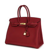 Pre-owned Hermes Birkin 35 Rouge Grenat Togo Gold Hardware - Thumbnail View 5