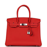 Pre-owned Hermes Birkin 30 Rouge de Coeur Togo Palladium Hardware - Thumbnail View 1