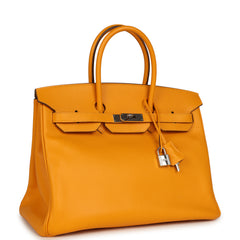 Pre-owned Hermes Birkin 35 Jaune D'or Epsom Palladium Hardware