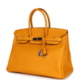 Pre-owned Hermes Birkin 35 Jaune D'or Epsom Palladium Hardware - Thumbnail View 5