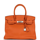 Pre-owned Hermes Birkin 30 Orange Clemence Palladium Hardware - Thumbnail View 1
