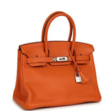 Pre-owned Hermes Birkin 30 Orange Clemence Palladium Hardware - Thumbnail View 2