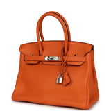 Pre-owned Hermes Birkin 30 Orange Clemence Palladium Hardware - Thumbnail View 5