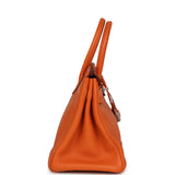 Pre-owned Hermes Birkin 30 Orange Clemence Palladium Hardware - Thumbnail View 3
