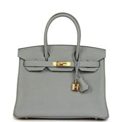 Hermes Birkin 30 Bleu Glacier Togo Gold Hardware