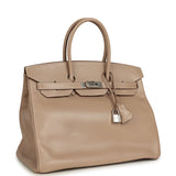 Pre-owned Hermes Birkin 35 Argile Tadelakt Guilloche Palladium Hardware - Thumbnail View 2