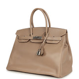 Pre-owned Hermes Birkin 35 Argile Tadelakt Guilloche Palladium Hardware - Thumbnail View 5