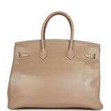 Pre-owned Hermes Birkin 35 Argile Tadelakt Guilloche Palladium Hardware - Thumbnail View 4