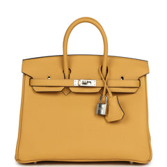Hermes Birkin 25 Paille Togo Palladium Hardware