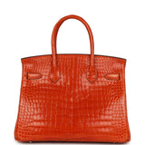 Pre-owned Hermes Birkin 30 Orange Shiny Porosus Crocodile Palladium Hardware - Thumbnail View 4