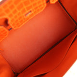 Pre-owned Hermes Birkin 30 Orange Shiny Porosus Crocodile Palladium Hardware - Thumbnail View 8