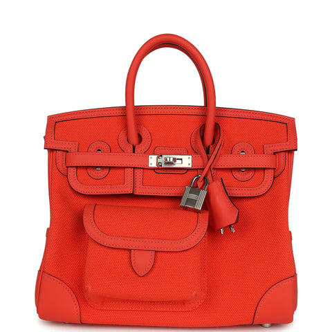 Hermes Birkin 25 Cargo Orange Field Toile Goeland and Swift Palladium Hardware