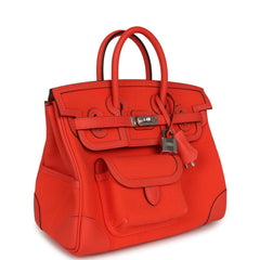 Hermes Birkin 25 Cargo Orange Field Toile Goeland and Swift Palladium Hardware