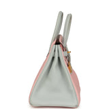 Hermes Special Order (HSS) Birkin 25 Rose Sakura and Bleu Pale Clemence Brushed Gold Hardware - Thumbnail View 3