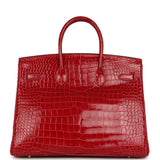 Pre-owned Hermes Birkin 35 Braise Shiny Porosus Crocodile Gold Hardware - Thumbnail View 4