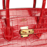 Pre-owned Hermes Birkin 35 Braise Shiny Porosus Crocodile Gold Hardware - Thumbnail View 7