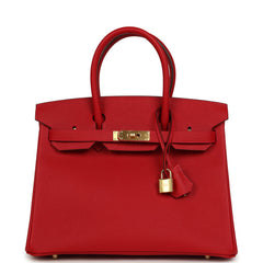 Pre-owned Hermes Birkin 30 Rouge Casaque Epsom Gold Hardware