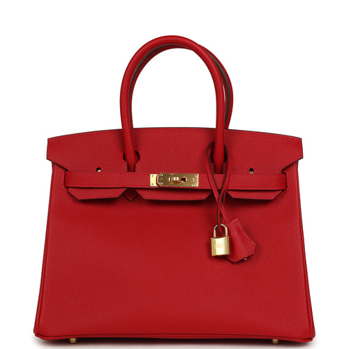 Pre-owned Hermes Birkin 30 Rouge Casaque Epsom Gold Hardware