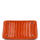 Pre-owned Hermes Birkin 35 Orange Shiny Porosus Crocodile Palladium Hardware - Thumbnail View 6