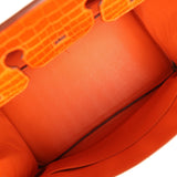 Pre-owned Hermes Birkin 35 Orange Shiny Porosus Crocodile Palladium Hardware - Thumbnail View 8