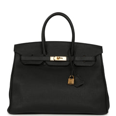 Pre-owned Hermes Birkin 35 Black Togo Gold Hardware