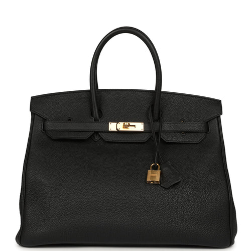 Pre-owned Hermes Birkin 35 Black Togo Gold Hardware