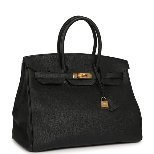 Pre-owned Hermes Birkin 35 Black Togo Gold Hardware