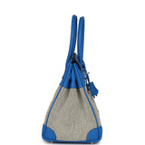 Hermes Birkin 30 Ecru-Black Toile H Canvas and Bleu Hydra Swift Palladium Hardware - Thumbnail View 3