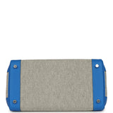 Hermes Birkin 30 Ecru-Black Toile H Canvas and Bleu Hydra Swift Palladium Hardware - Thumbnail View 6
