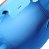 Hermes Birkin 30 Ecru-Black Toile H Canvas and Bleu Hydra Swift Palladium Hardware - Thumbnail View 8