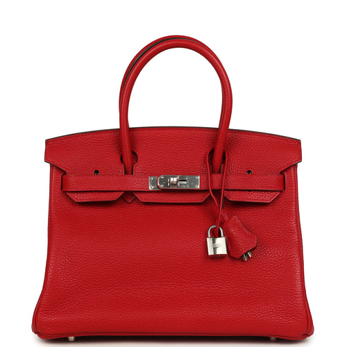 Pre-owned Hermes Birkin 30 Rouge Casaque Togo Palladium Hardware