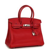 Pre-owned Hermes Birkin 30 Rouge Casaque Togo Palladium Hardware - Thumbnail View 2