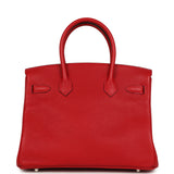 Pre-owned Hermes Birkin 30 Rouge Casaque Togo Palladium Hardware - Thumbnail View 4