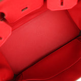 Pre-owned Hermes Birkin 30 Rouge Casaque Togo Palladium Hardware - Thumbnail View 8