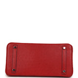 Pre-owned Hermes Birkin 30 Rouge Vif Ostrich Palladium Hardware - Thumbnail View 6